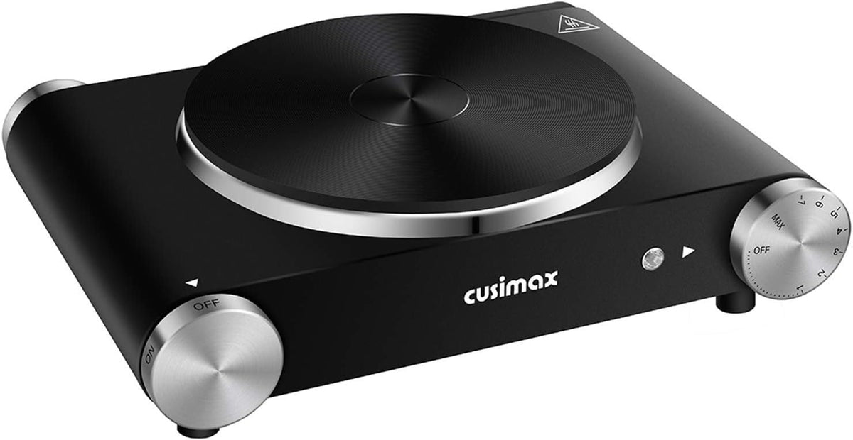 Double Hot Plates Electric Cooktop, Cast Iron, Black Stainless Steel E3356