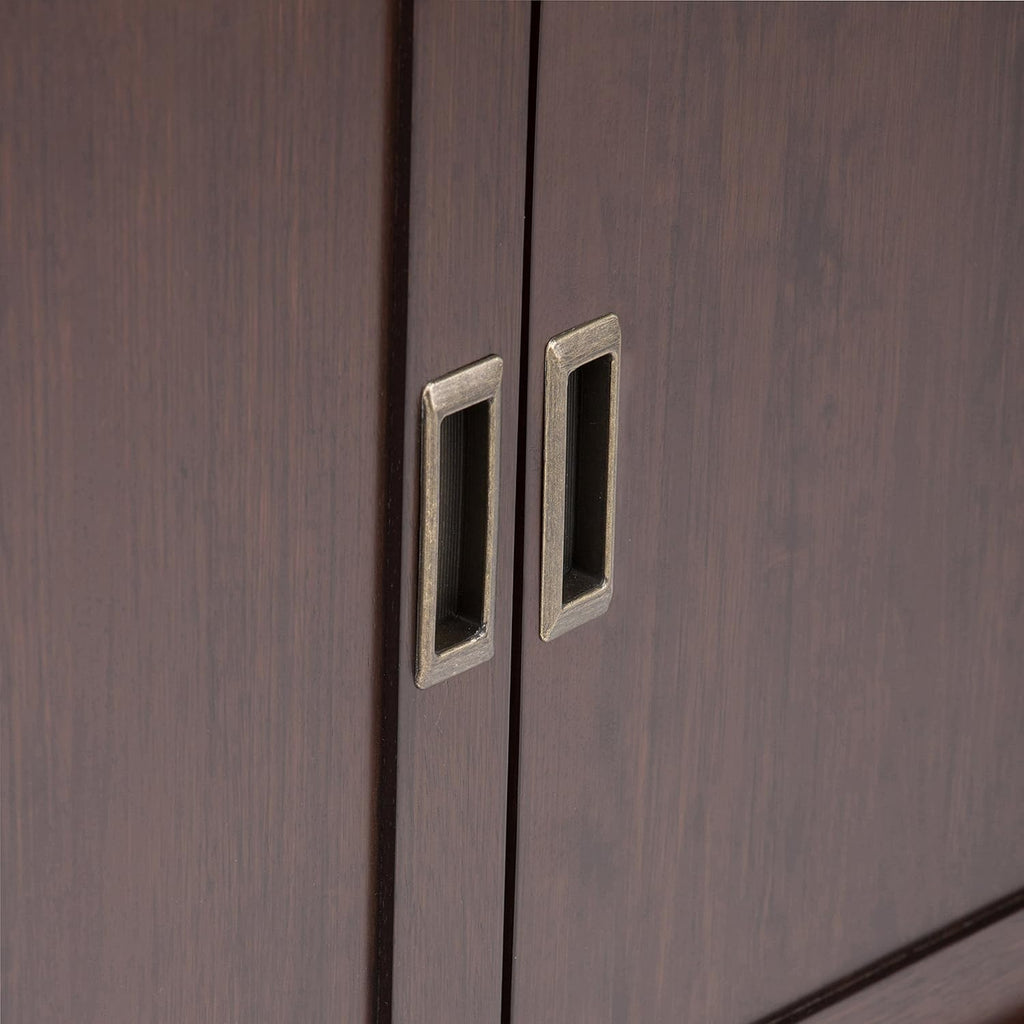 Medium Auburn Brown Solid Wood Low Storage Cabinet with 2 Doors and 2 Adjustable Shelves K869562