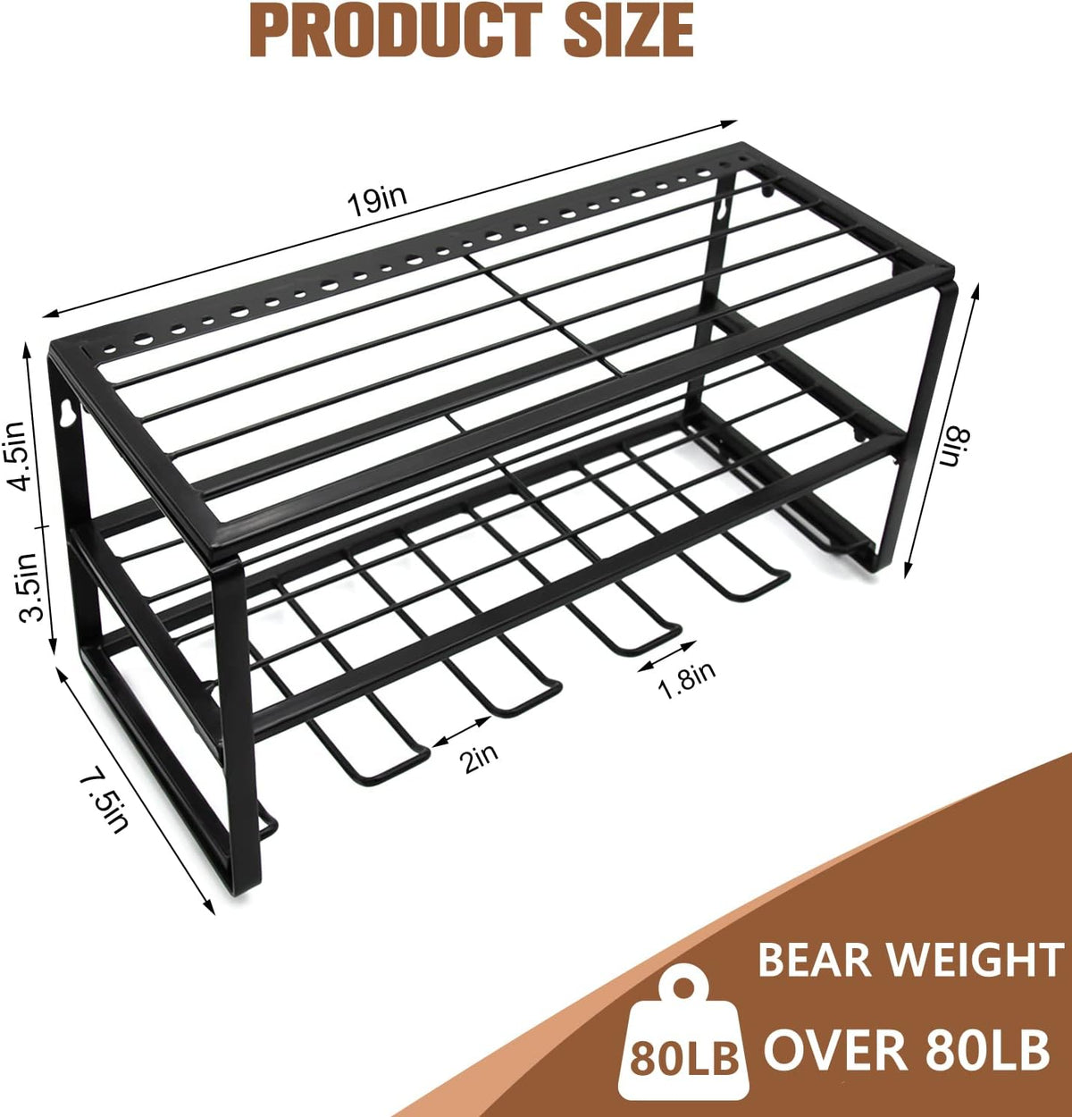 Wall Mounted Tool Storage Rack with Drill Holder, Pack of 2 C587175