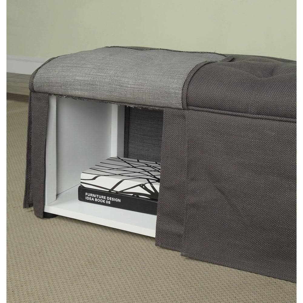 Grey Solid Wood Storage Bench F589913