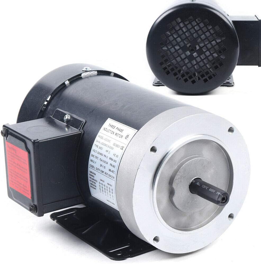 Electric Motor 2HP 3Phase 3450 RPM 208-230/460 Volt 56 Frame 5/8" Shaft Diameter I148595