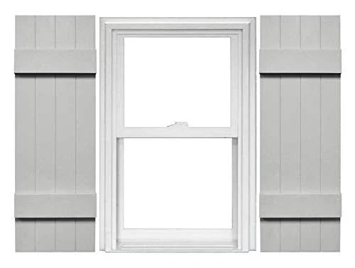 4 Board and Batten Joined Vinyl Shutters (1 Pair) - 14 x 39 Paintable H10565