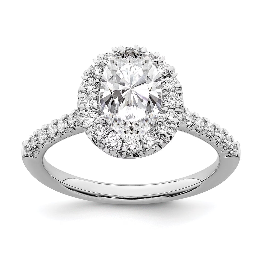 14K White Gold Oval Halo Engagement Ring N700876