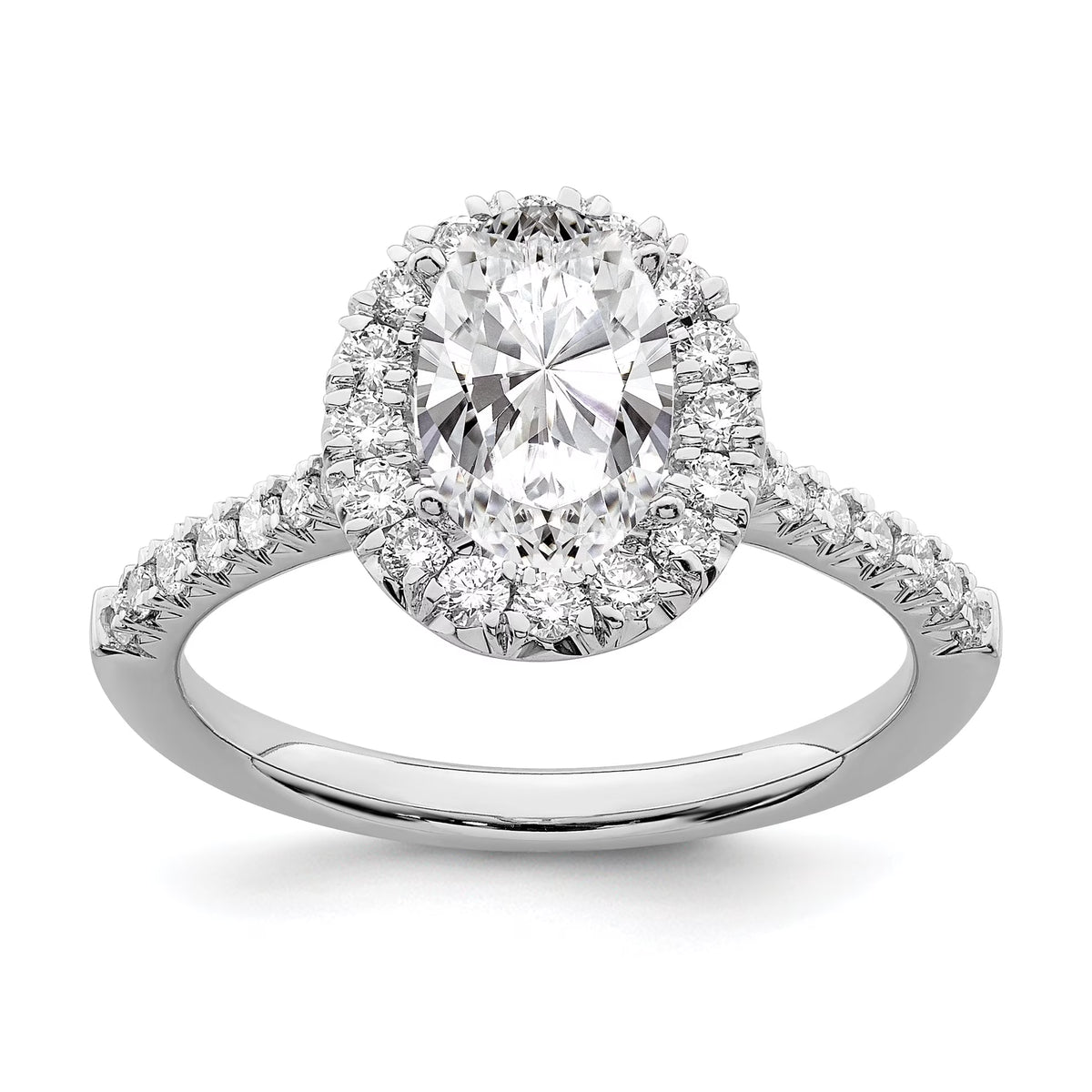 14K White Gold Oval Halo Engagement Ring N700876