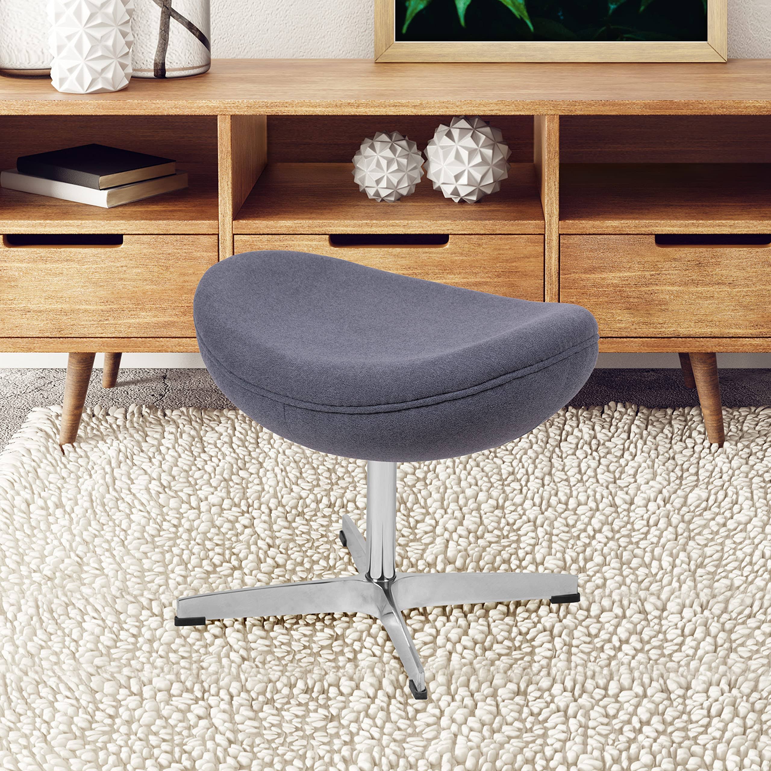 Gray Fabric Saddle Wing Ottoman Z2897