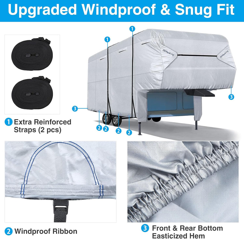 Ripstop Waterproof 5th Wheel Camper Cover with Adhesive Repair Patch C867