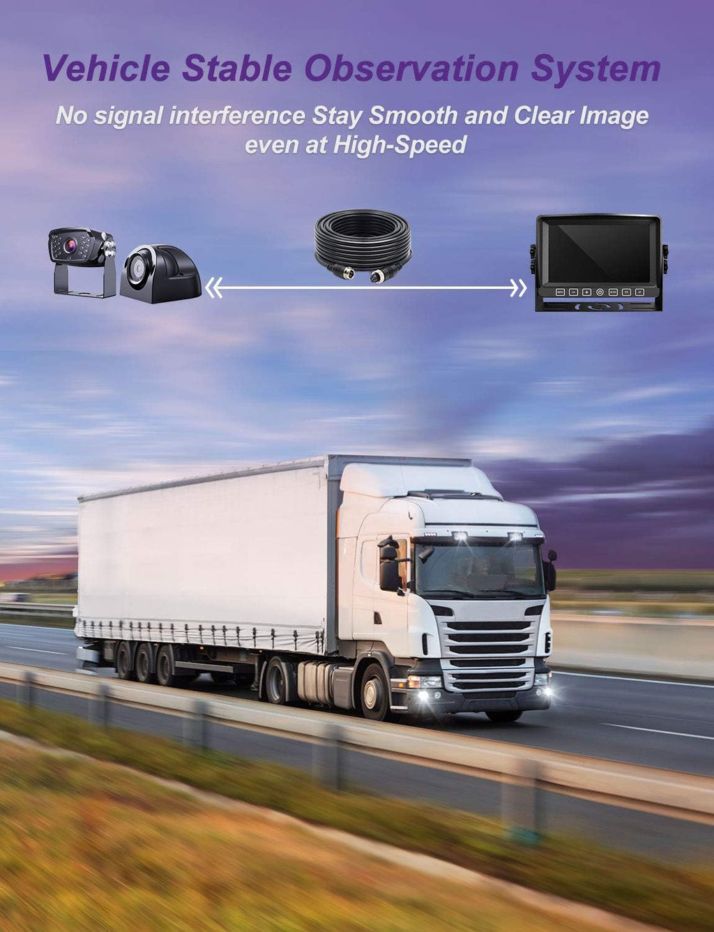 Backup Camera with Monitor Dual Camera System Kit with DVR IP69 Waterproof Wired Camera W890681