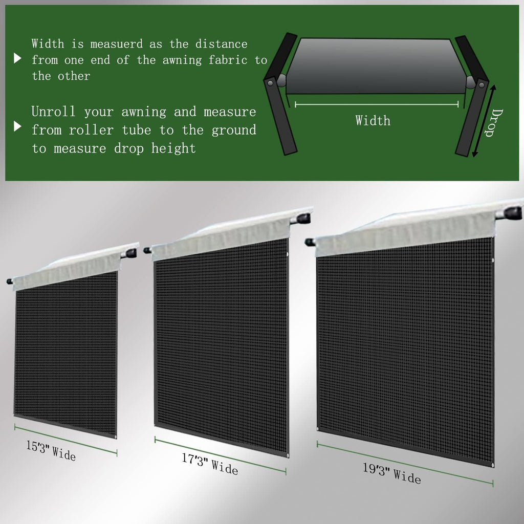 17'x9' Black Mesh RV Awning Shade Screen S82077