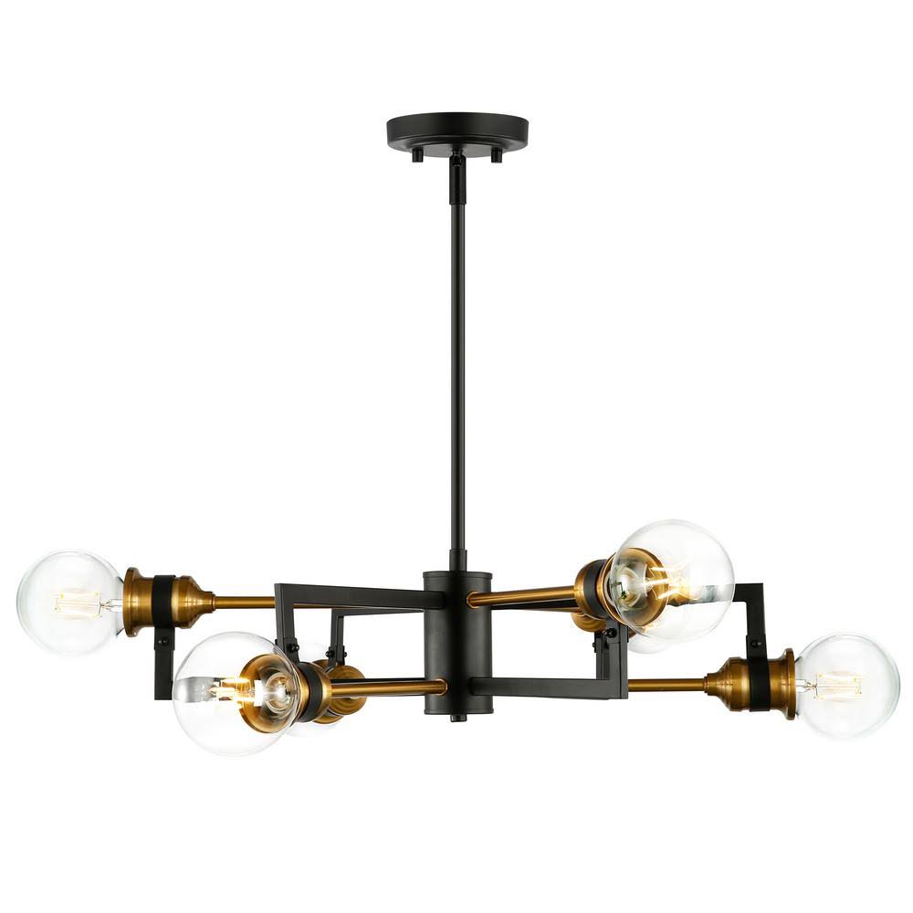 Black/Gold 6-Light Chandelier L9349