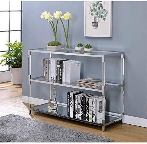 Chrome Glass 2-Shelf Sofa Table F186