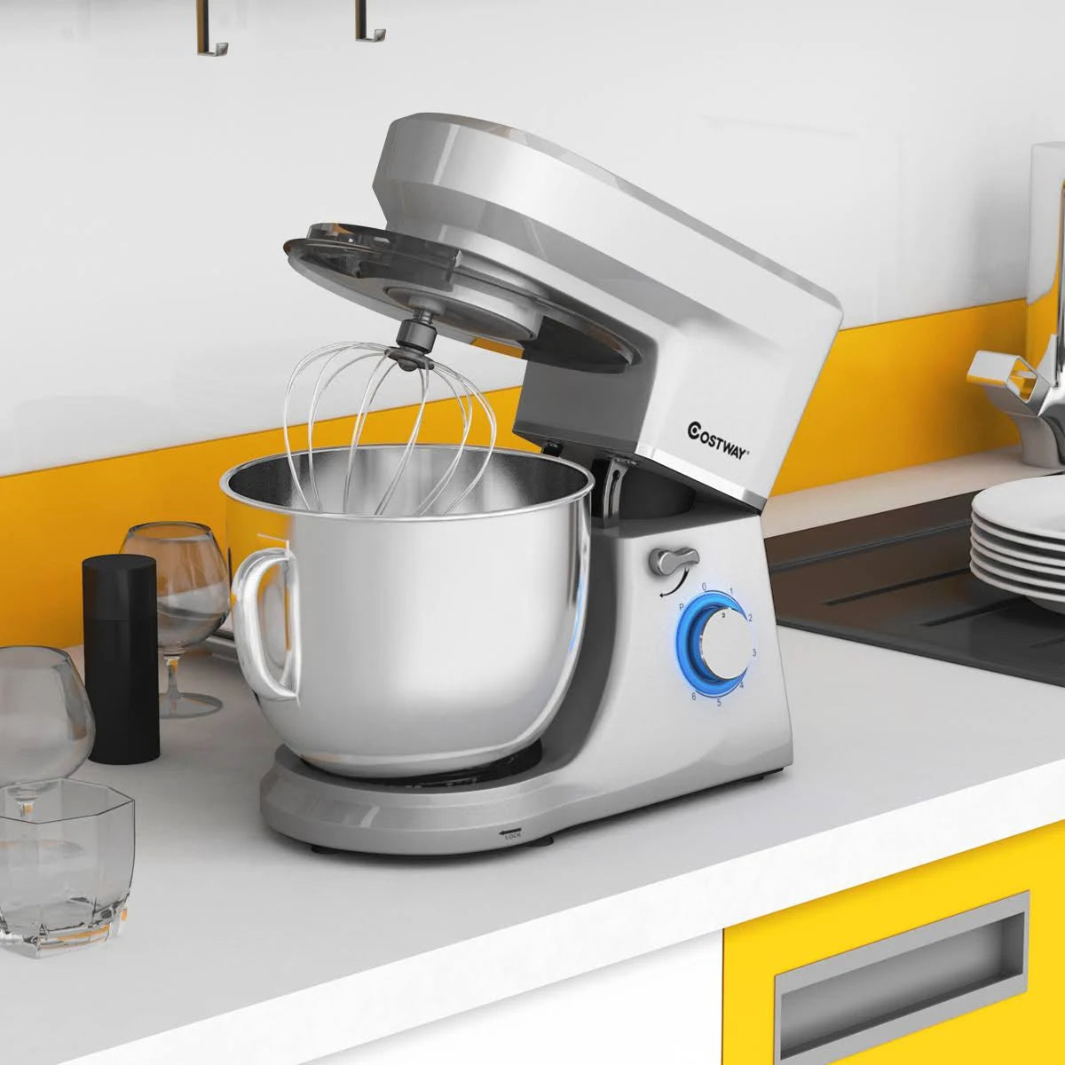 Tilt-Head Stand Mixer 7.5 qt 6 Speed 660W with Dough Hook, Whisk & Beater W863578