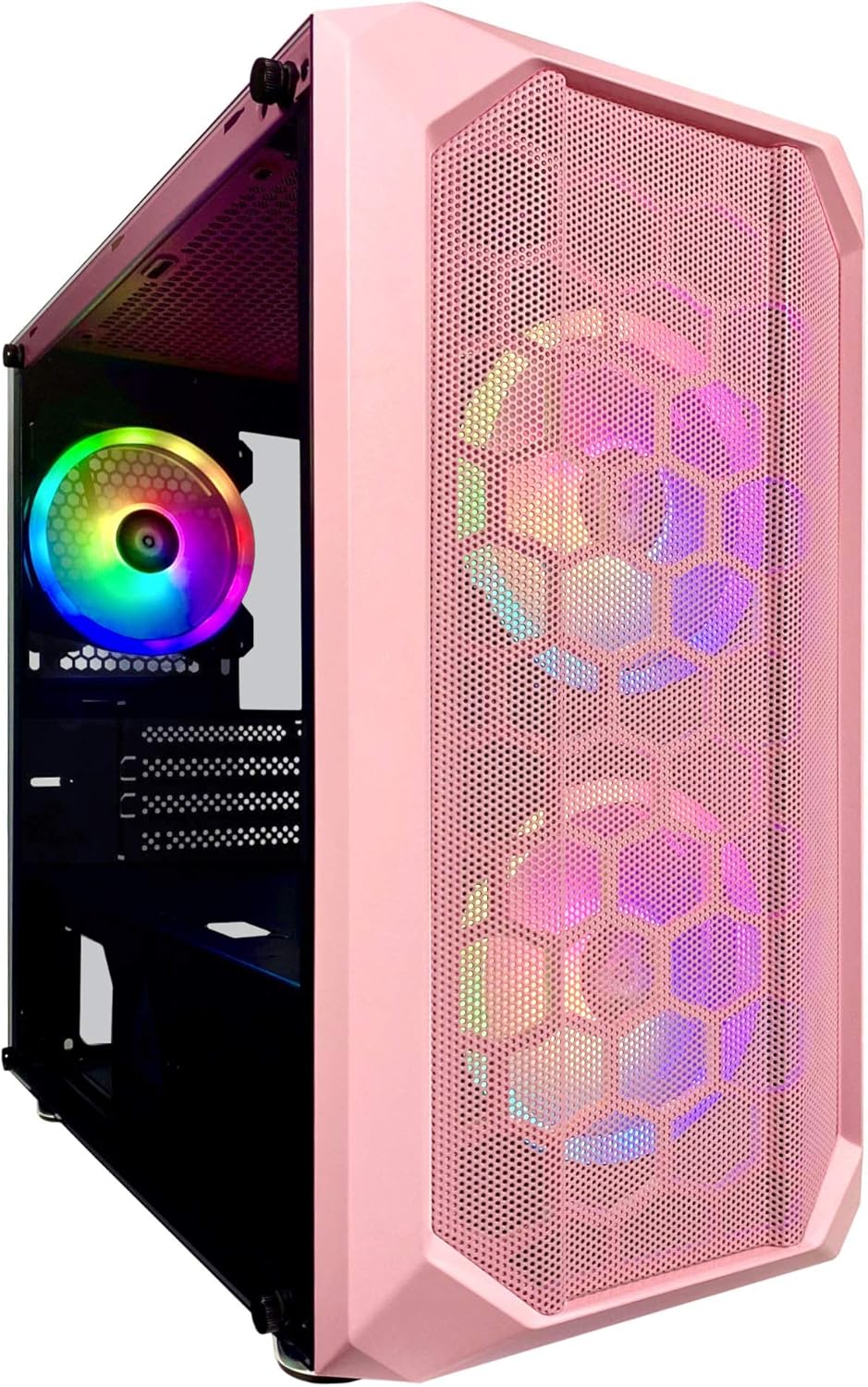 Pink Micro-ATX Gaming Case with Tempered Glass Panel G6173