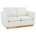 Modern Mid-Century Upholstered Leather Loveseat with Gold Frame S9134