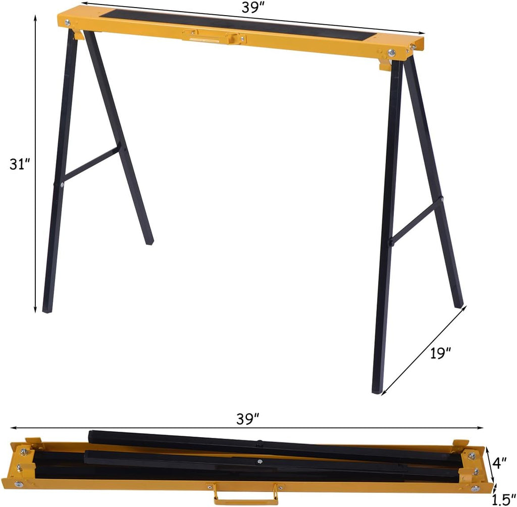 Heavy Duty Folding Sawhorse Pair, 275 lb Weight Capacity Each M39889