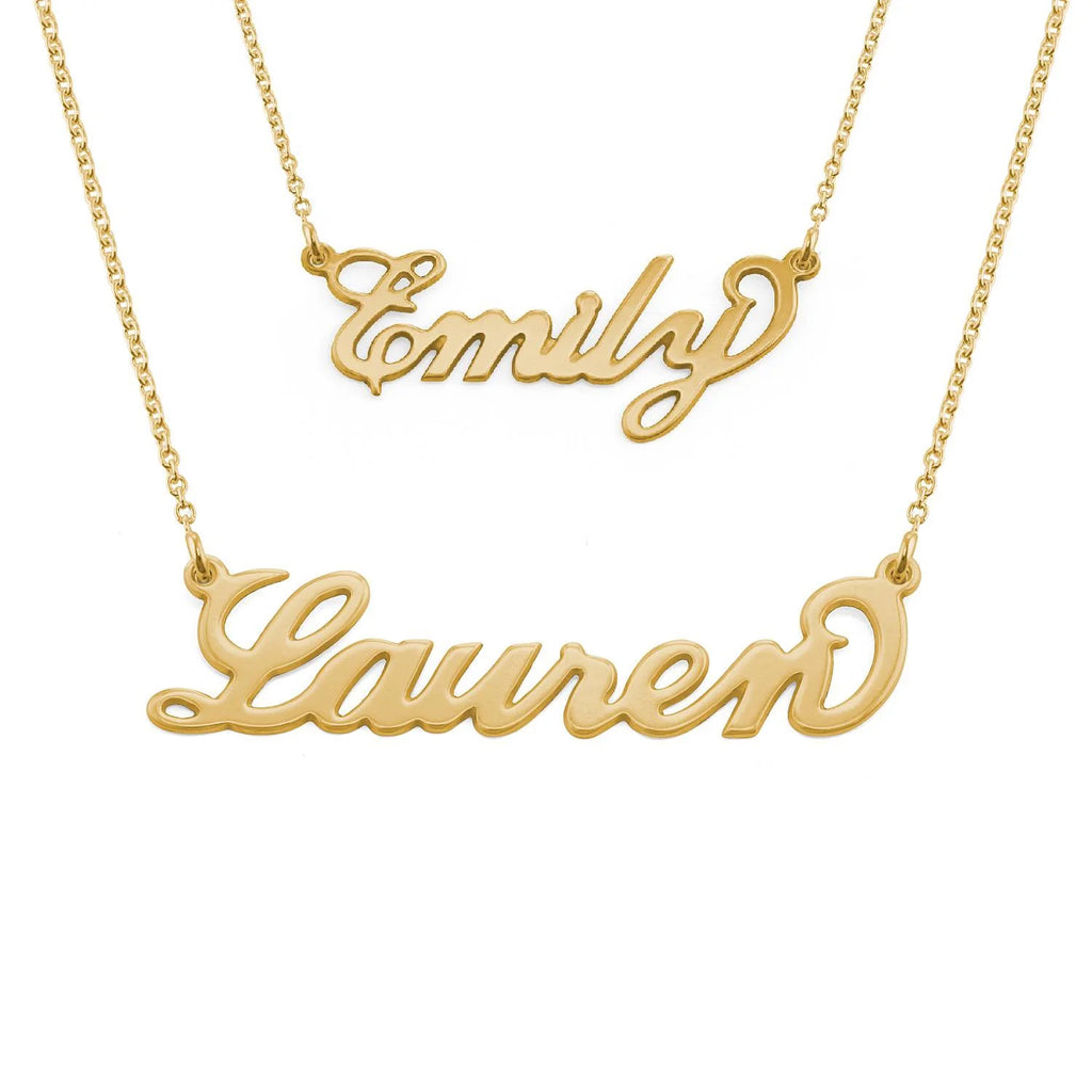 18k Gold Plated Silver Custom Name Necklace with 16'' + 2" Chain R880