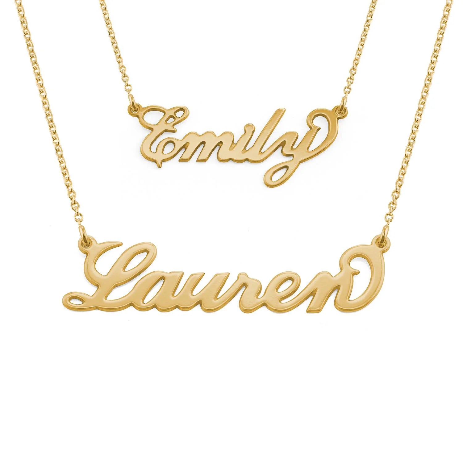 18k Gold Plated Silver Custom Name Necklace with 16'' + 2" Chain R880