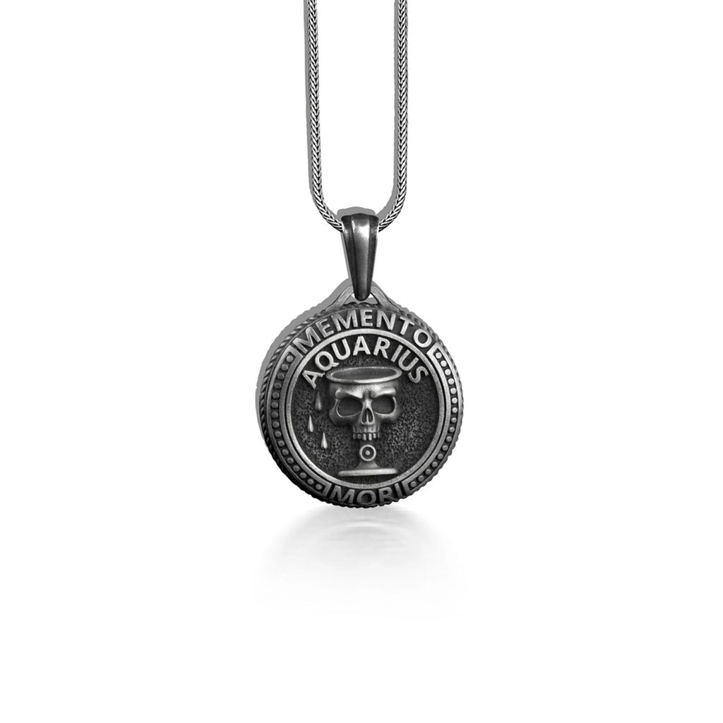 Silver Skull Zodiac Necklace A221692