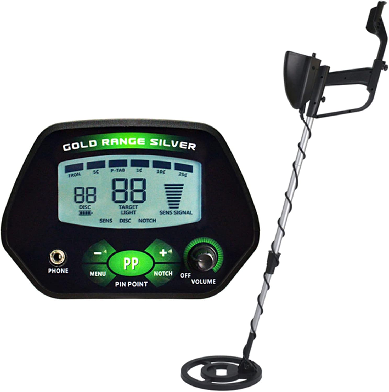 3" LCD Display Underground Metal Detector with 8" Waterproof Search Coil U685878