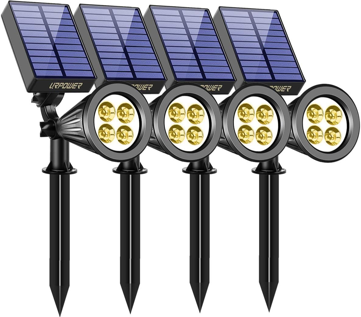 4Pack Cool White Waterproof Adjustable Solar Spotlights S3326