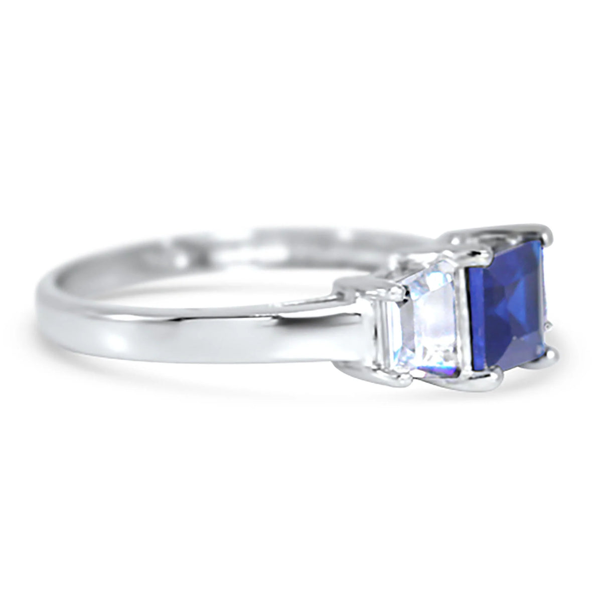 Simulated Blue Sapphire Engagement Ring Size 7 T764