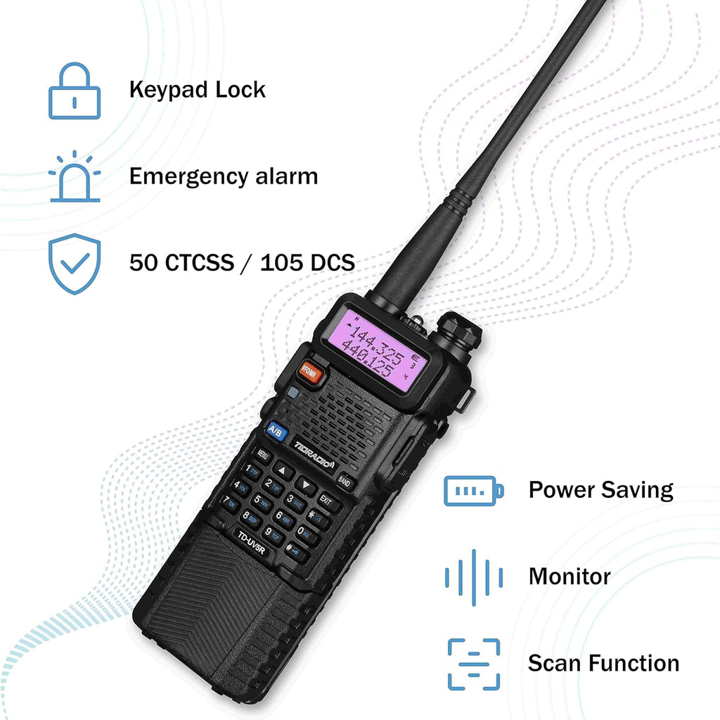 2 Pack Ham Radio Handheld Walkie Talkie with Rechargeable 3800mAh Extended Battery Antenna Earpiece and Programming Cable T692584