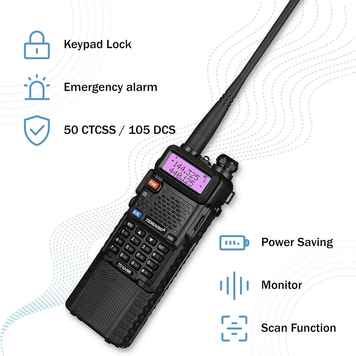 2 Pack Ham Radio Handheld Walkie Talkie with Rechargeable 3800mAh Extended Battery Antenna Earpiece and Programming Cable T692584