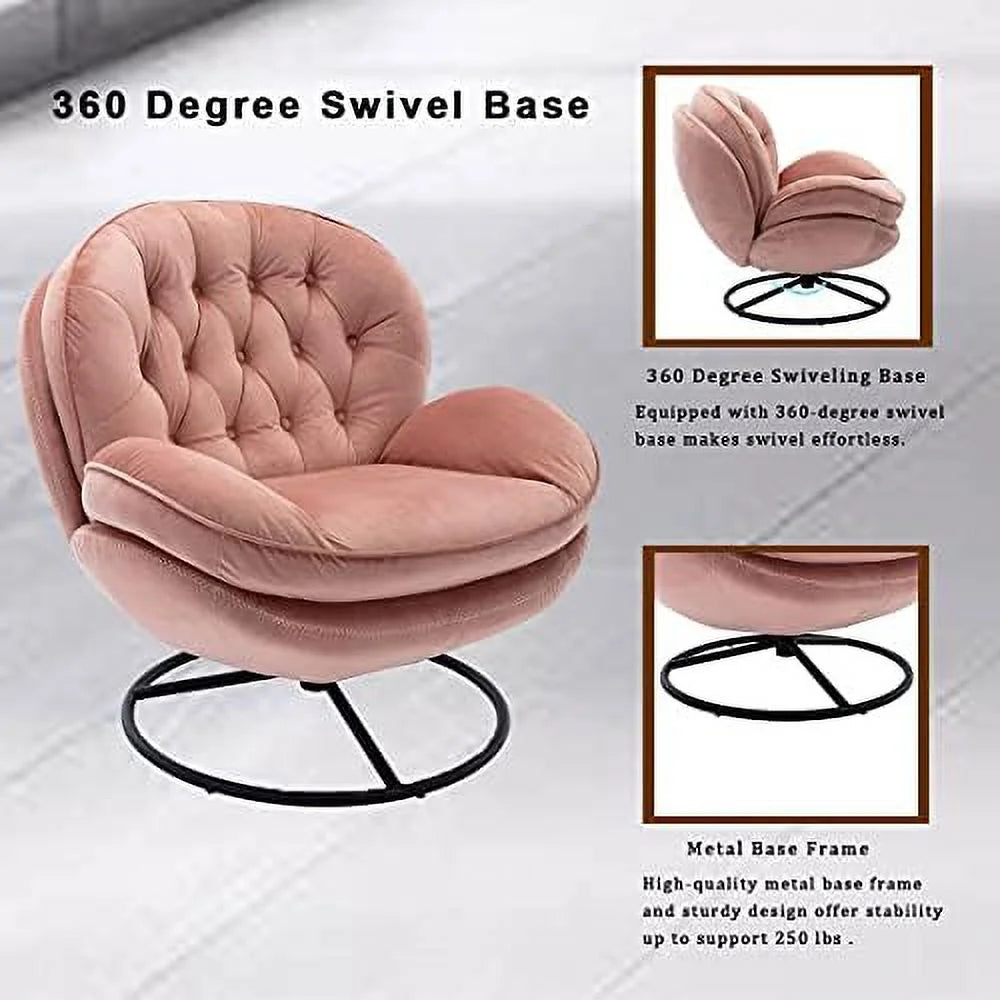 Velvet Swivel Accent Chair with Ottoman Set C5756