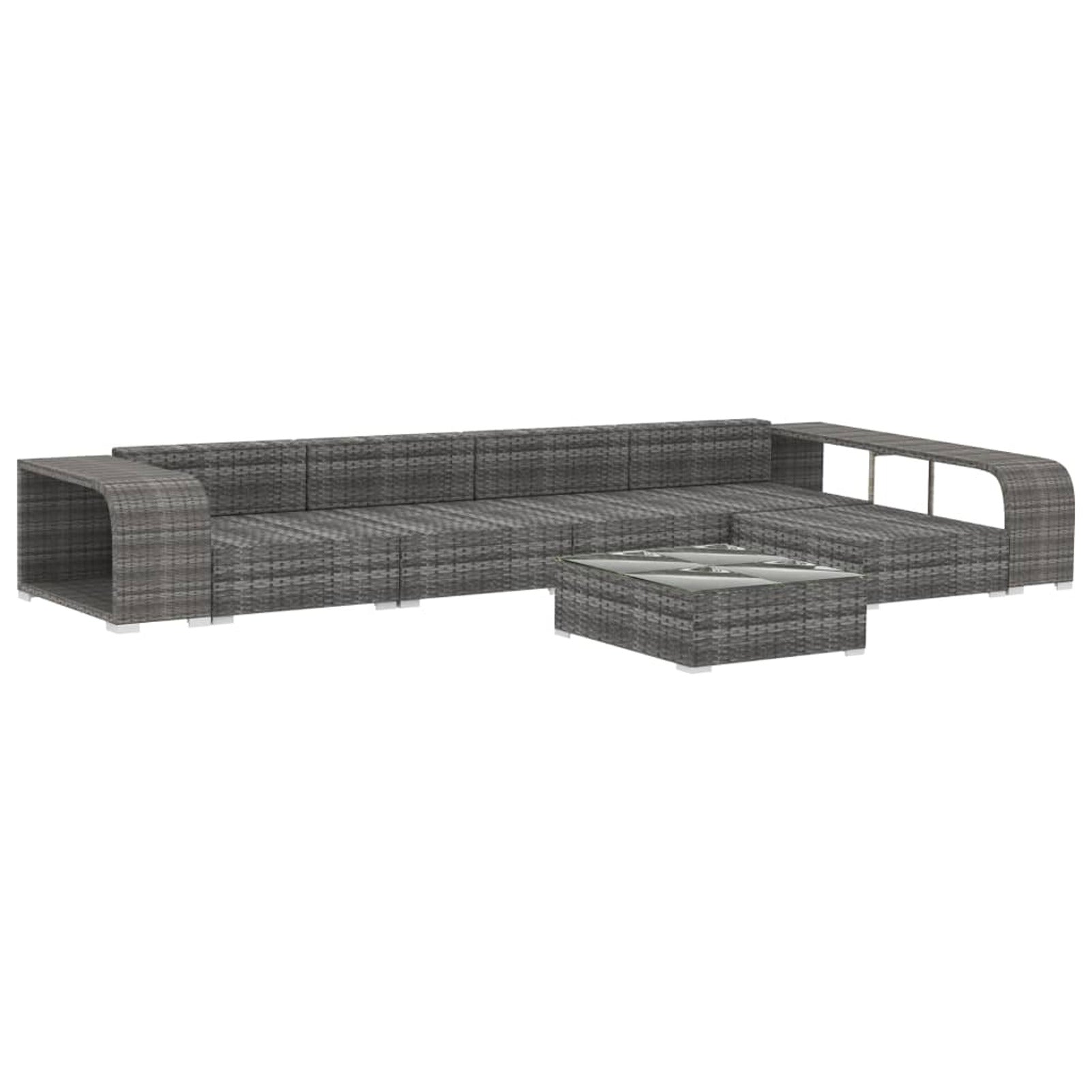 8 Piece Poly Rattan Outdoor Sectional Sofa Set with Cushions B8881