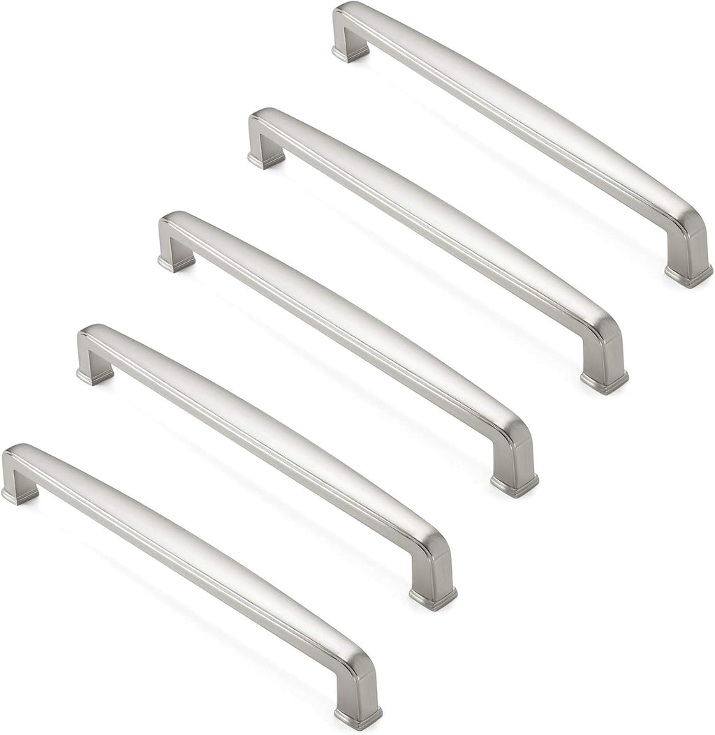 10 Pack Solid Kitchen Cabinet Handles, Satin Nickel Y14364