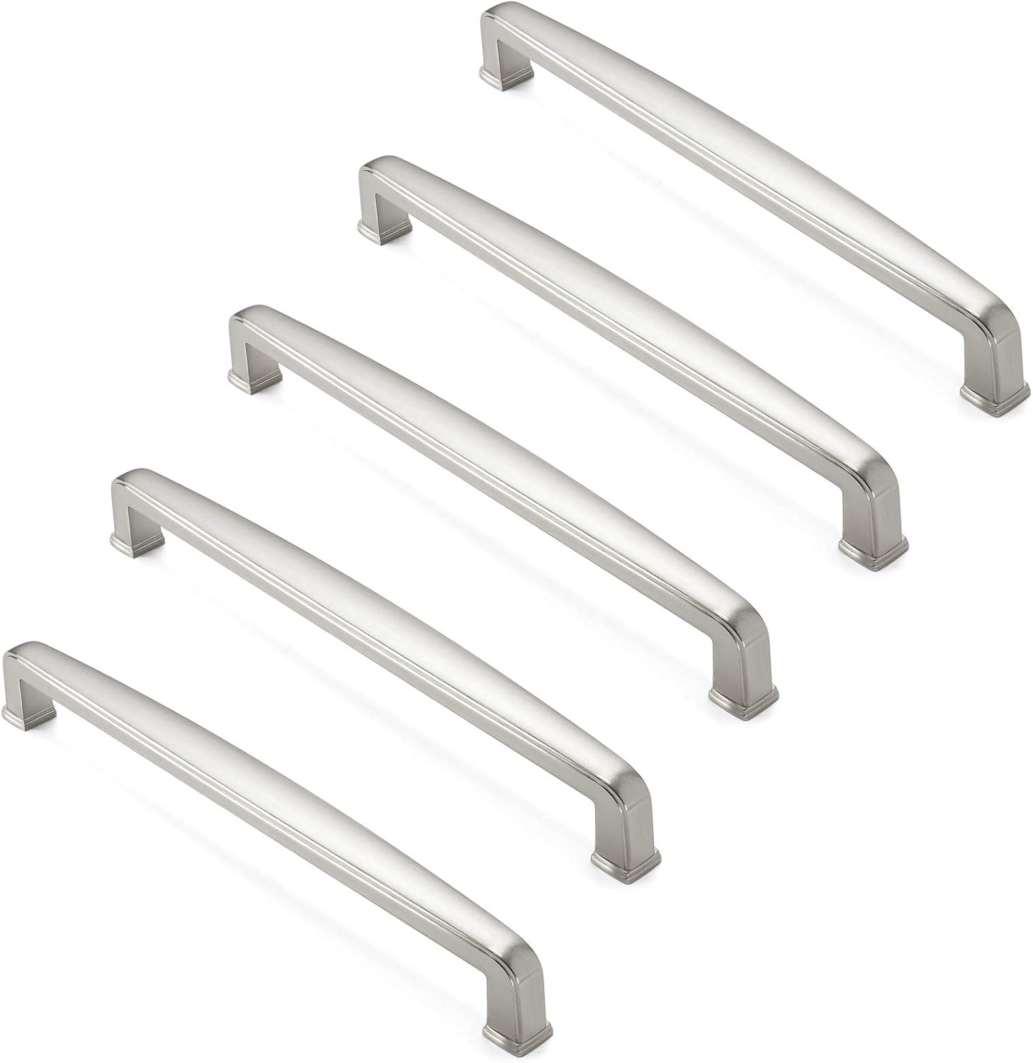 10 Pack Solid Kitchen Cabinet Handles, Satin Nickel Y14364