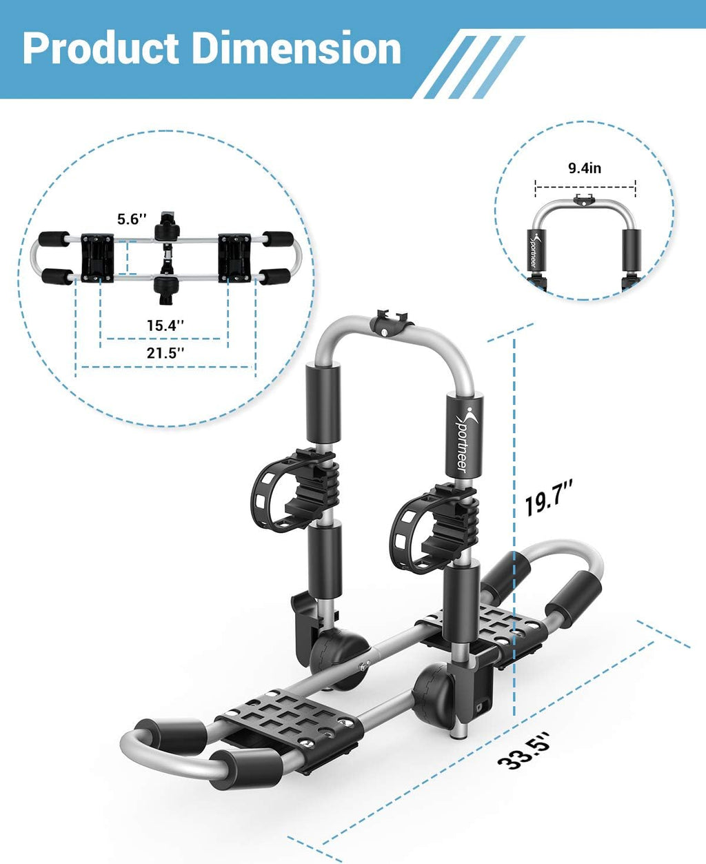 Kayak Roof Rack for 2 Kayaks Folding Aluminum Kayak Carrier J Bar with Paddle Holder A203124