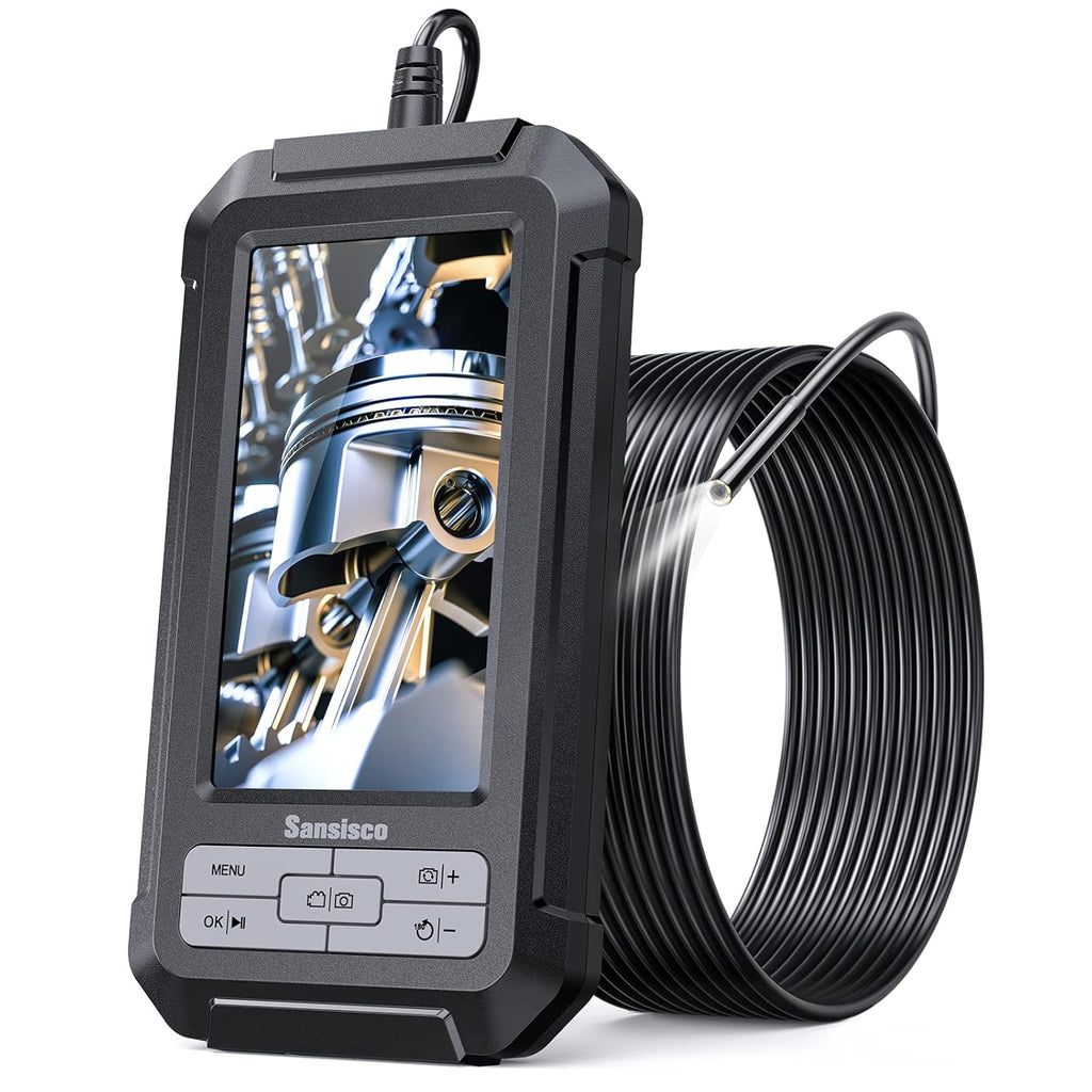 1080P HD Digital Endoscope with 5.5 mm Thin Probe, 4.3-Inch LCD Screen, IP67 Waterproof, 16.5ft Semi-Rigid Cable T409291