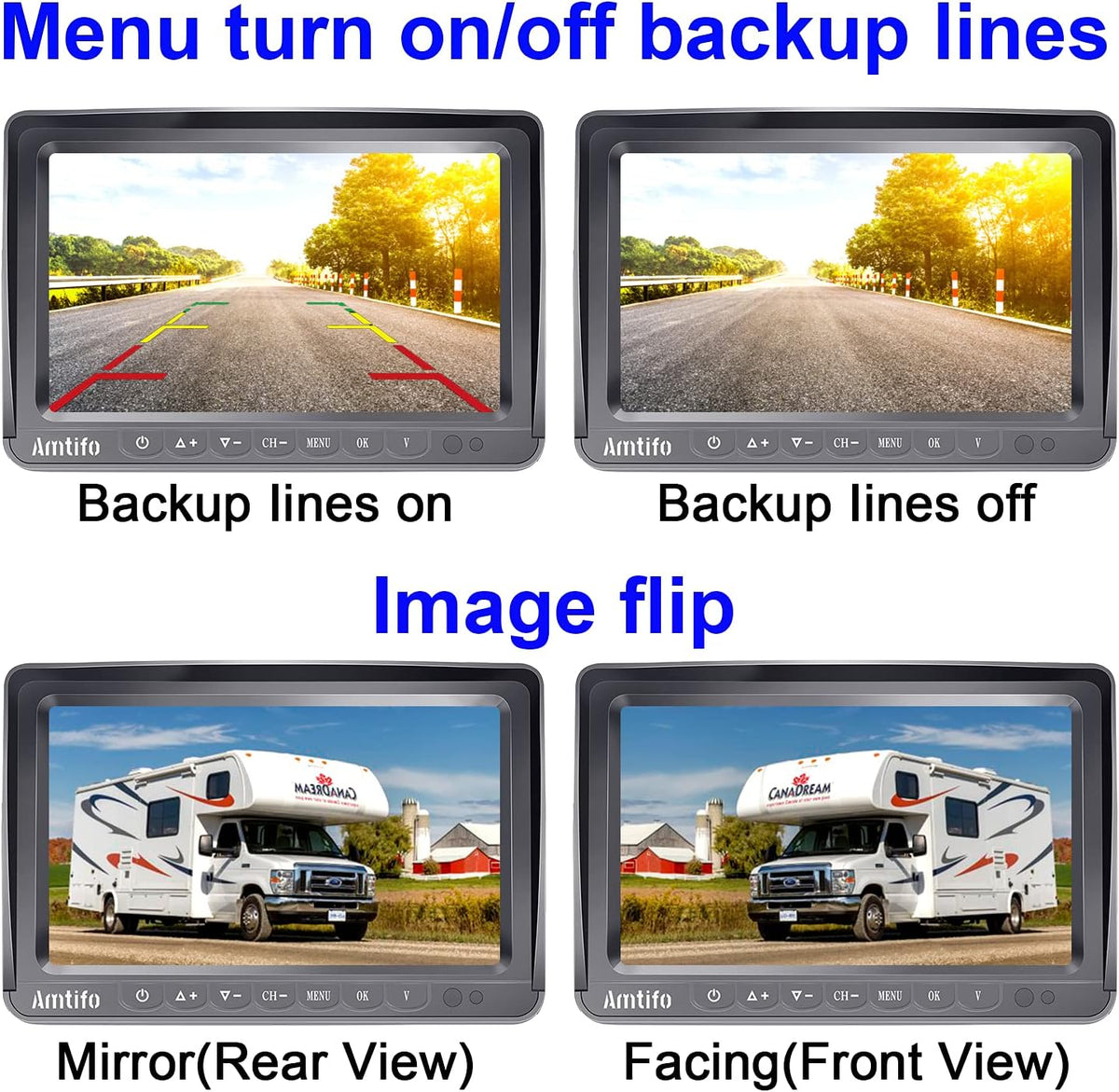 Wireless 4 Rear View Cameras with 7" Monitor for RVs E44569
