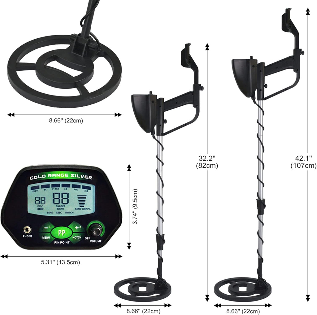 3" LCD Display Underground Metal Detector with 8" Waterproof Search Coil U685878