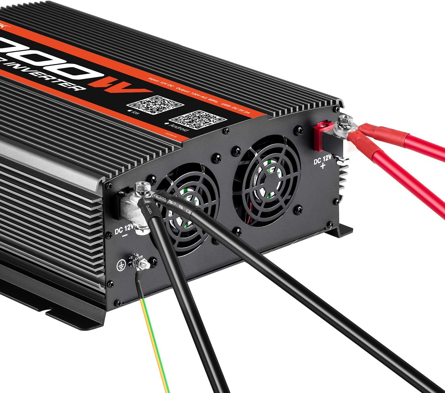 3000W Power Inverter 4 AC Outlets DC 12V to 110V AC Car Inverter with 2 USB Port and Bluetooth U78245