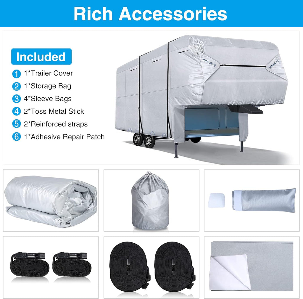 Ripstop Waterproof 5th Wheel Camper Cover with Adhesive Repair Patch C867