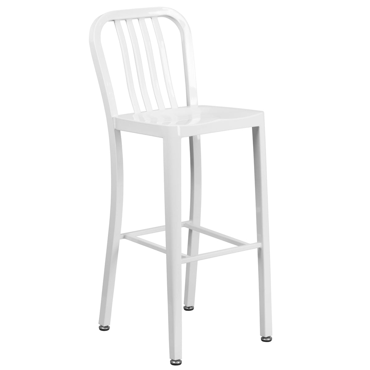 White Metal Indoor-Outdoor Barstool F426