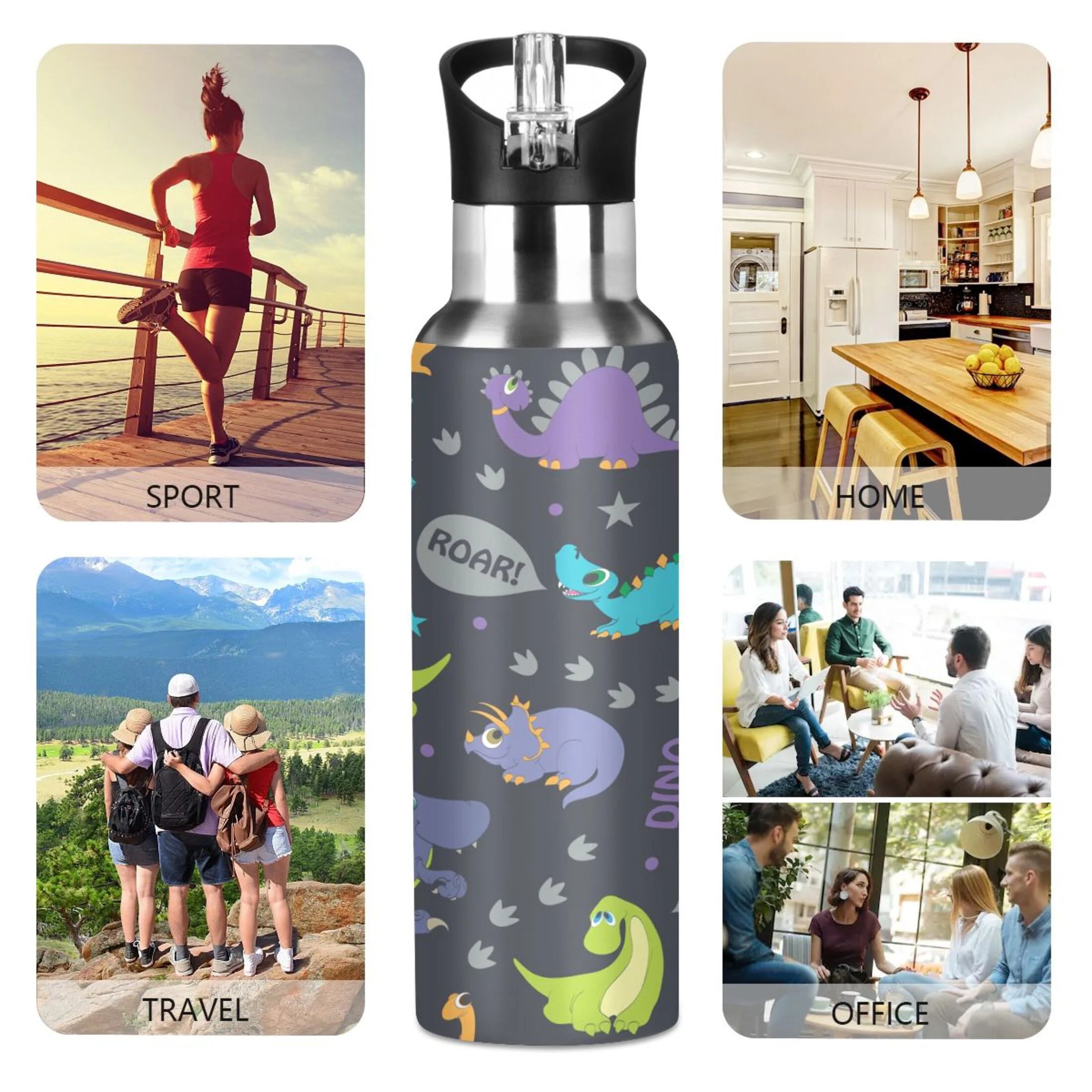 20 OZ Stainless Steel Vacuum Insulated Water Bottle with Straw Lid M959