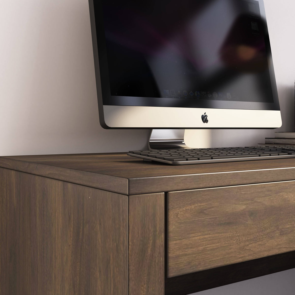 High Gloss Black 2 Drawers Rectangular Desk S444