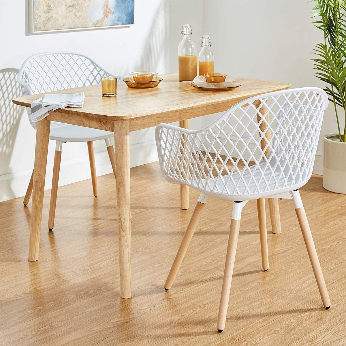 White Molded Plastic Shell Arm Chair, Set of 2 Y3377