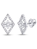 14kt White Gold Diamond Geometric Cluster Earrings 3/8 Cttw V12791