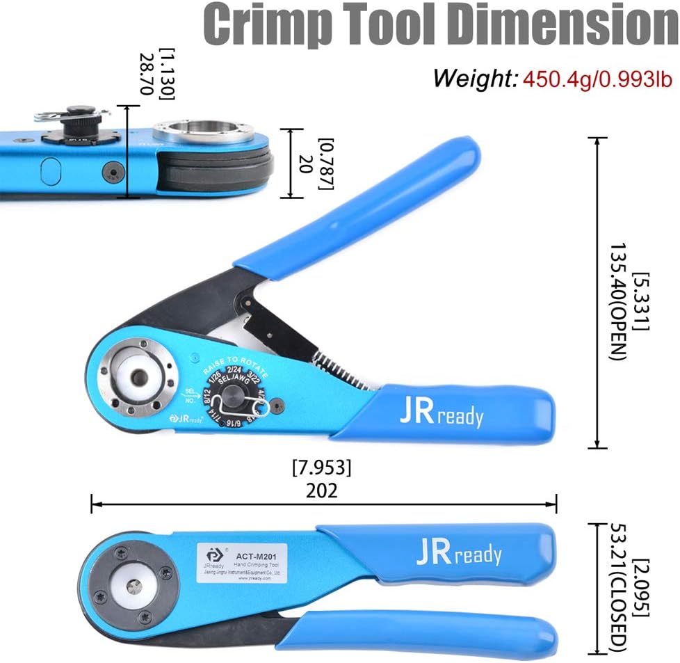8 indent crimping tool for heavy duty circular rectangular electrical connector wire 12-26 awg Q98038