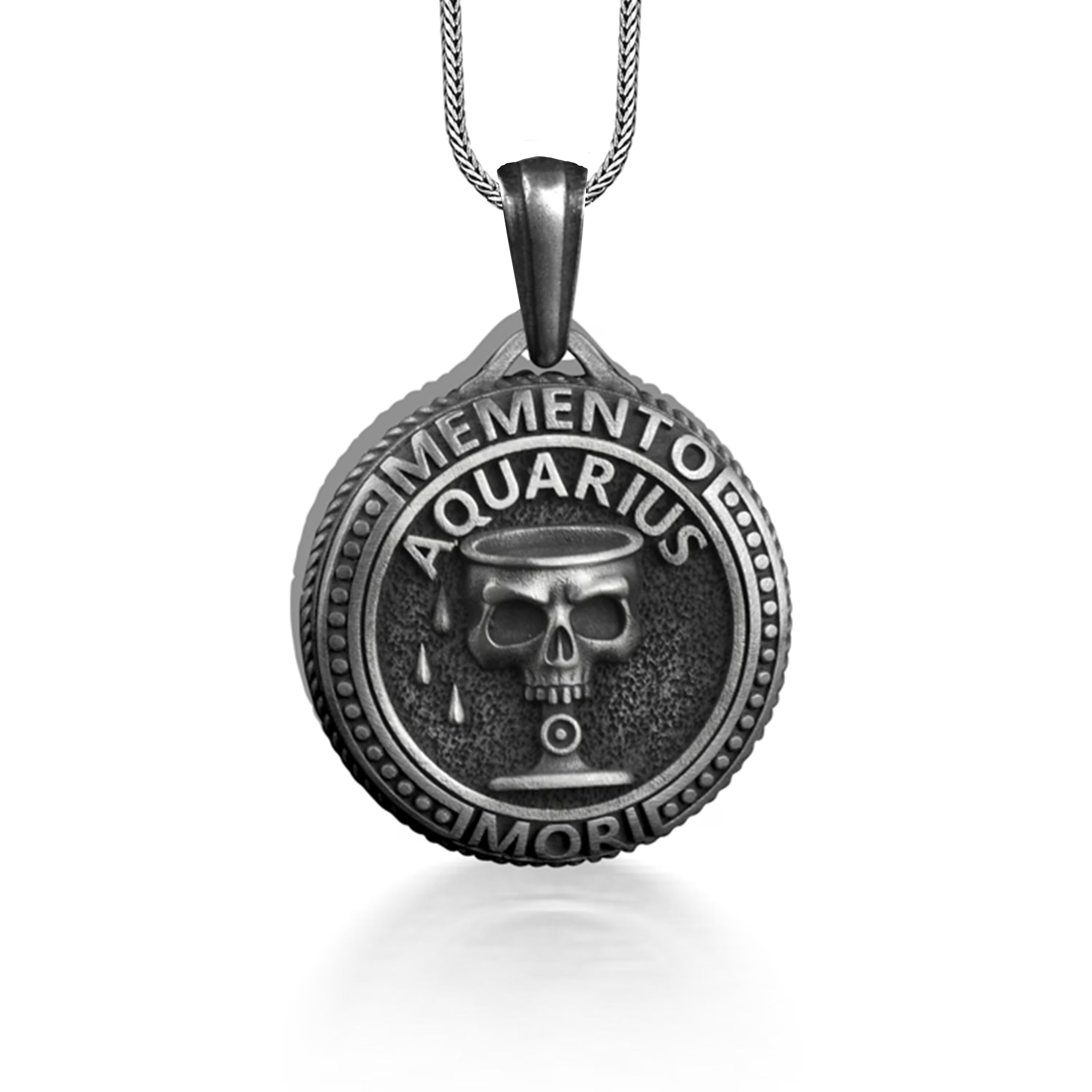 Silver Skull Zodiac Necklace A221692