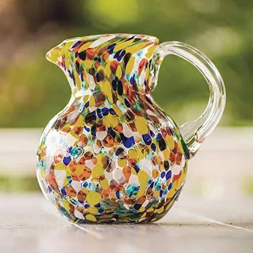 Multicolor Hand Blown Recycled Glass Pitcher (71 oz) N2593