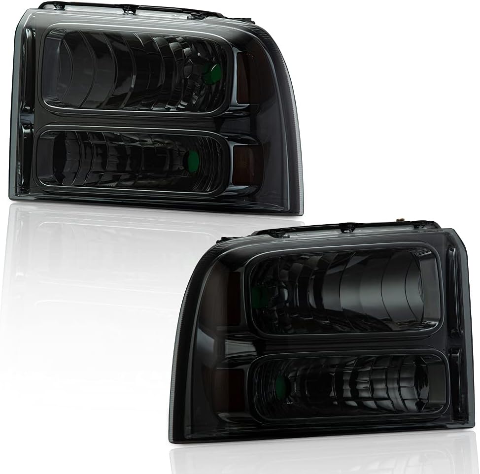 Clear Lens Black Housing Amber Reflector Headlights for Ford Super Duty S320