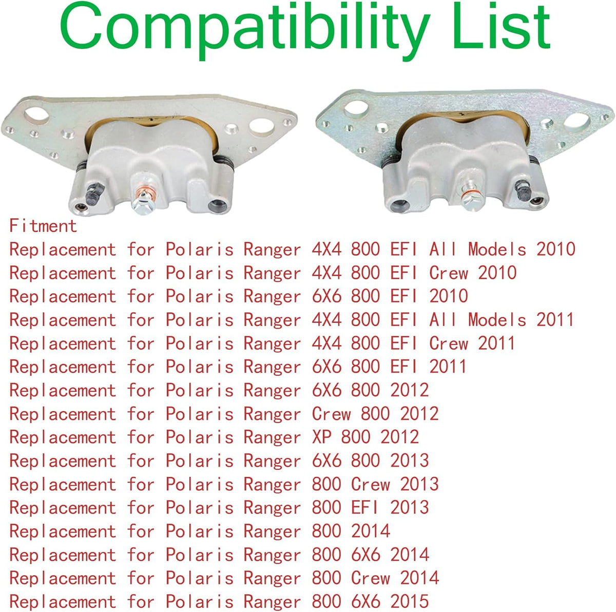 Front Left Right Brake Calipers W/Pads for Polaris Ranger 800 Crew XP 2010-2015 F893558