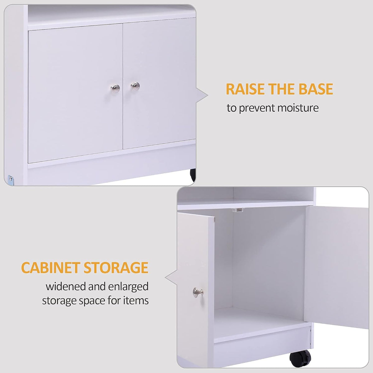 White Wooden Microwave Cart with 1 Drawer N5833