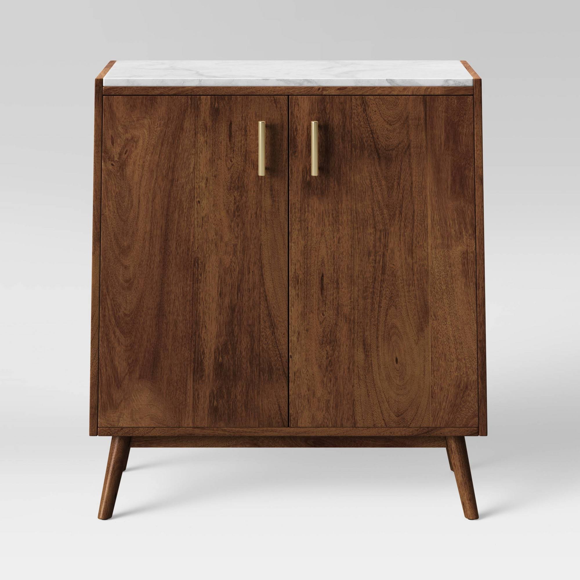 2 Door Wood/Marble Cabinet Brown X9794