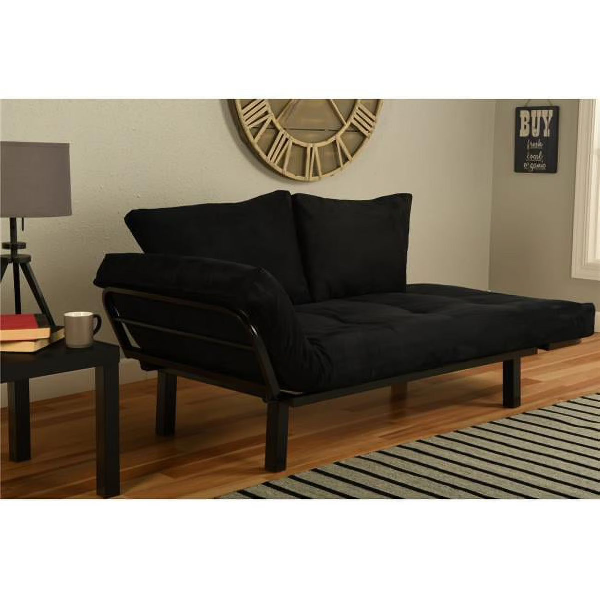 Black Lounger Frame with Suede Mattress K531