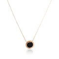 Black Onyx Diamond Circle Pendant 18K Rose Gold E210